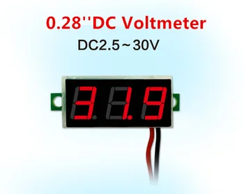 0.28 Hüvelyk Piros Kék Digitális Mini LED Kijelző Modul DC2.5V-30V DC0-100V Voltmérő Feszültség Teszter Panel Mérő Műszer Motor Autó Kép