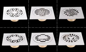 10 cm-rel tiszta réz négyzet mosógép kettős felhasználású padlóösszefolyó fedezze zuhany szennyvíz lefolyó, rács, padlóösszefolyó Kép