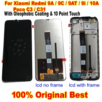100% Eredeti, A Xiaomi Redmi 9A 9B 9AT 9i 10A Poco C3 LCD Kijelző érintőképernyő Digitalizáló Közgyűlés Érzékelő Keret Pantalla Kép