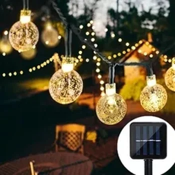 100 Led-ek 12m kristálygömb Solar Kültéri Lámpa IP65 Vízálló String Tündér Lámpa Napelemes Kerti Girlandok, Karácsonyi Dekoráció Kép
