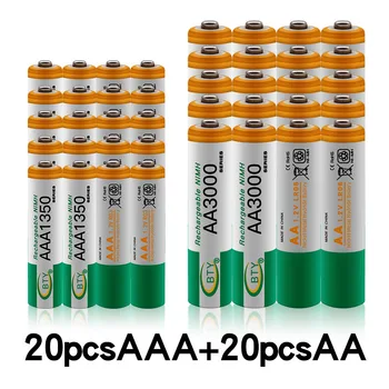 100% Új 1.2 V AA 3000mAh NI-MH Újratölthető Akkumulátorok+AAA akkumulátor 1350 mAh Rechageable 1.2 V AAA  Kép