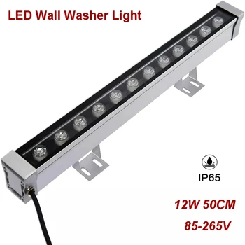 12w 50cm LED Fal Mosó Fény Lineáris Bár Öntött Kültéri Fali Lámpa Táj Lámpa IP65 Vízálló Tiszta/Meleg Fehér Kép