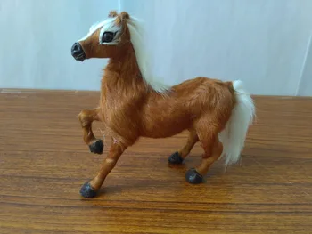 12x13cm szimuláció barna ló modell műanyag&bundákat emelni lábát a ló kézműves,otthon dekoráció játék, ajándék d1474 Kép