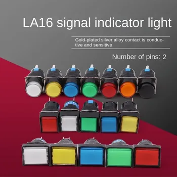 16MM berendezések kerek jelzőfény piros, sárga, kék, zöld, fehér 220V elektromos szekrény különleges LED műanyag LAY-16 Kép