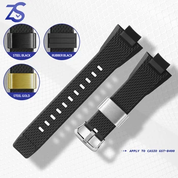18mm Gumi Watchband a casio gshock GST B400 GST-B400BD/HIRDETÉS Sorozat óraszíj mens Vízálló Sport Szilikon karkötő Kép