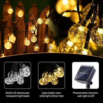 20/50/100 LED kristálygömb Solar Lámpa Power LED String Tündér Lámpák Solar Füzér Kert Karácsonyi Dekoráció Kerti Kép