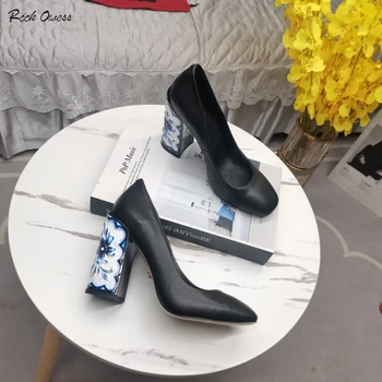 2023 Bőr Tavaszi vintage Mary Jane cipő vaskos sarkú cipő kis fekete bőr magassarkú női Kép