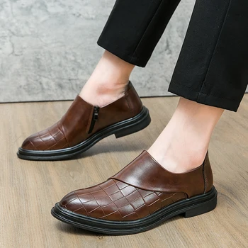 2023 Új Barna Naplopók Csat Szíj Fekete Férfi Ruha, Cipő Üzlet, Kézzel Készített Cipő A Férfiak Hivatalos Cipő Férfi Luxus Cipők Zapatos Kép