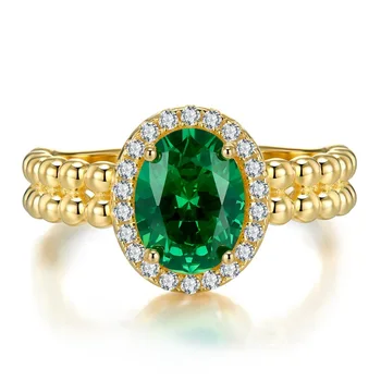 2023 Új s925 Ezüst Smaragd 2 Karátos Gyűrű a Magas Szén-dioxid-Gyémánt, Egyedi, Szép Design Kép