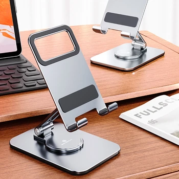 360° - os Fém Asztal Mobiltelefon tartó Állvány Hordozható Összecsukható a Tárolás Konzol Állítható Asztali Tablet Jogosultja mobiltelefon Állvány Kép