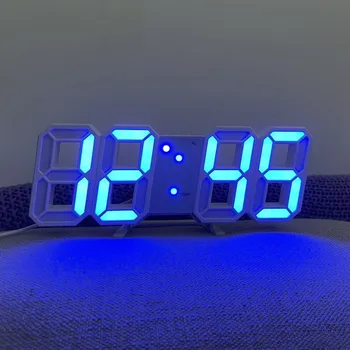 3D LED Digitális Óra fali deco Izzó Éjszakai Üzemmód Állítható Elektronikus asztali Óra falióra dekoráció nappali LED Óra Kép