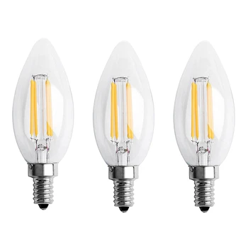 3X Szabályozható E12 4W COB Gyertya Lángja Végtelen LED Izzó, Lámpa, 10 X 3,5 Cm Kép