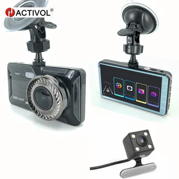 4 Inch Kamera, Elöl-Hátul Nézet Kamera Videó Felvevő Kettős Lencse Autó Dvr Ciklus Felvétel éjjellátó G-érzékelő 1080P Dashcam Kép