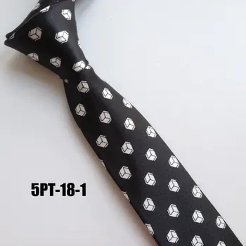 5cm Fiatal Férfiak Keskeny Nyakkendő Divat Alkalmi Nyomtatott Nyakkendő Fekete Egyedi Minta Kép