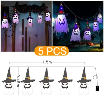 5X Halloween LED Boszorkány String Ijesztő Lóg Kép