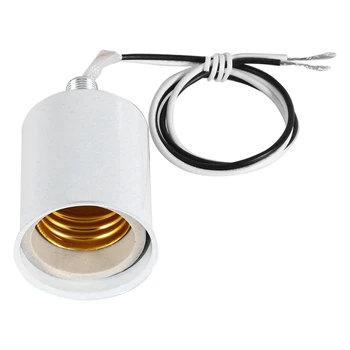 6X E27 Kerámia Csavar, Bázis, Kör LED Izzó Lámpa Foglalat Jogosultja Adapter Fém Lámpa tartó Drót Fehér Kép