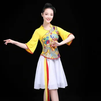 A kínai népi tánc ruha jelmez színpadi tánc rajongói viselni a ruhát teljesítmény hagyományos Kínai tánc, jelmez FF1212 Kép