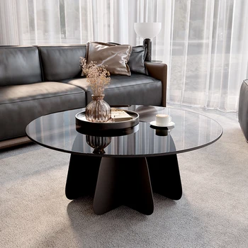 A Modern Skandináv Asztalkák Luxus Design Fém Egyedi Fekete Dohányzóasztal Kerek Egyszerű, Minimalista Basse De Szalon Otthon Bútor Kép