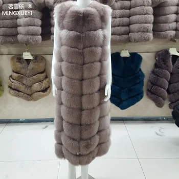 A róka prém, a nők luxus hossza 110cm fox kabát elsősorban alkalmas új mellény kabát kabát ruha Kép