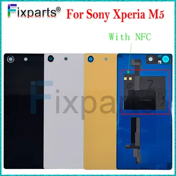 A Sony Xperia M5 E5603 E5633 Vissza az akkumulátorfedelet Üveg Hátsó Ajtó Esetében NFC Csatlakozó +Matrica Sony M5 akkumulátorfedelet Kép