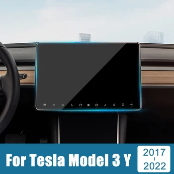 A Tesla Model 3 2017-2021 2022 Modell Y 2021 2022 Edzett Üveg Autó GPS Navigációs Képernyő Védő LCD Touch Film Matricák Kép