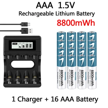 AAA Elem 1,5 V-os Újratölthető Lítium-Polimer-ion Akkumulátor AAA Akkumulátor távirányító, egér, Elektromos játék, USB töltő Kép