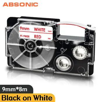 Absonic XR-9WE 9 mm-es Piros, Fehér Kompatibilis Címke Felvételeket XR9WER XR 9WER XR-9WER a KL-60 Írógép KL-60SR KL120 EZ feliratozógép Kép
