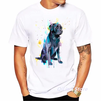 Akvarell Labrador Kutya Állat Print Póló Férfi Ruházat 2022 Vicces Tshirt Homme Harajuku Aranyos Ruha T-Shirt Hombre Kép