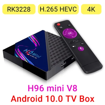 Android 10.0 Smart TV Box 1080P 4K-s, 3D-s Media Player Set top Box 2.4 G Wifi Android TV BOX H96 Mini V8 RK3228A Kép