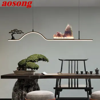 AOSONG Kínai Medál Mennyezeti Lámpa, Modern, Kreatív Design Dombon Fekvő LED-es Lámpák Csillárok Haza Teaház Étkező Kép