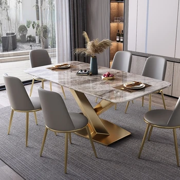 Arany Mobil Asztalok Fény Luxus Egyéni Márvány olasz Étkező Asztal, Székek, Modern, Kreatív Minimalista Konyha Bútorok WH1 Kép