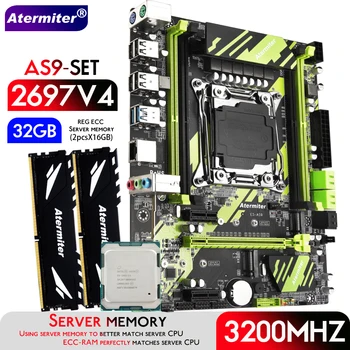 Atermiter X99 AS9 D4 Alaplap Szett Xeon E5 2697 V4 PROCESSZOR LGA 2011-3 2db X 16 GB = 32 GB 3200MHz DDR4 REG ECC RAM Memória Kép