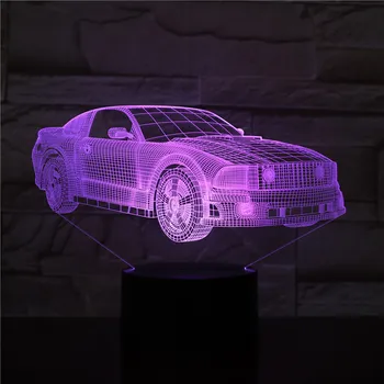 Autó 3D-s LED-es Éjjeli Lámpa, Romantikus Hálószoba asztali Lámpa Valentin Ajándékok Szerelmeseinek Párok, Fiúk, Gyerekek Alszanak Fény Hajó 3D-2051 Kép