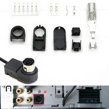 Autó 8 Pin Audio Bemenet AUX Kábel JVC fejegység CD/Rádió J-LINK Foglalat Alpesi Ai-Net Plug DIY Közgyűlés Csatlakozó Kép