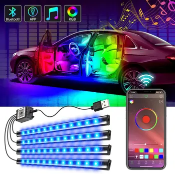 Autó LED USB Fény Csík Autó Tartozékok Ultra Fényes Zene Szinkronizálása a Smart App Ellenőrzési Multicolor Kép
