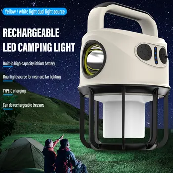 Az újratölthető LED Kemping Lámpa Szuper Fényes Hordozható Lámpa Zseblámpa Vízálló Lámpás Támogatja a Távolsági Világítás Kép
