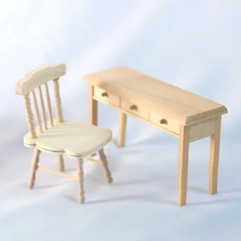 Babaház babaház mini tömör fa üres szék klasszikus bútorok kis babaház BJD játékok, dísztárgyak Kép