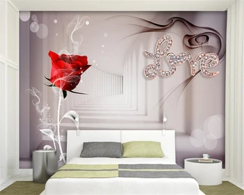 beibehang cucc de parede Lakberendezési dekorációs festés, tapéta vörös rózsa modern háromdimenziós háttér fal behang Kép