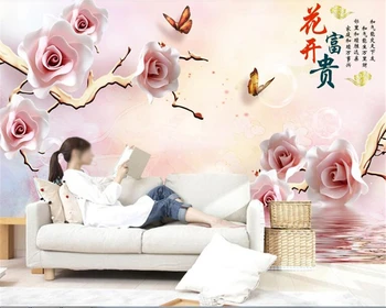 beibehang Egyéni cucc de parede divat szépség rose tájkép virág tapéta papier peint freskó 3d tapéta a falakon 3 d Kép