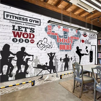 Beibehang Egyéni háttérkép, 3D szilárd freskó téglafal sport fitness club kép háttér dekoratív fali papír cucc de parede Kép