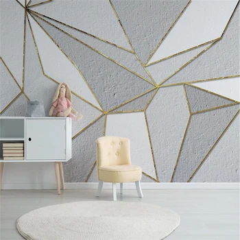 beibehang Háttérkép, egyedi falfestmény, háttérkép Skandináv egyszerűség személyiség absztrakt geometriai arany nappali TV háttér Kép