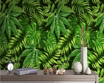 beibehang Háttérkép egyéni bármilyen méretű absztrakt trópusi zöld növény háttérkép díszítő festés háttér tapéta freskó Kép