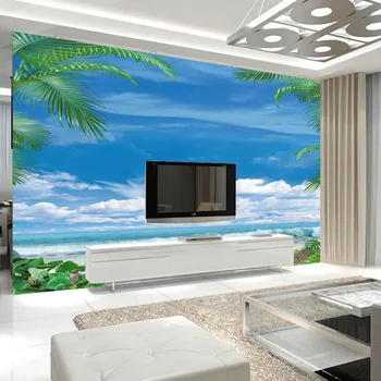 beibehang Hűvös óceán egyszerű 3D-s Sztereoszkópikus Március nagy szoba fal a nappaliban kanapé, TV háttér papír fal cucc de parede Kép