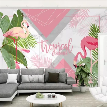 beibehang saját háttérképet freskó Északi modern minimalista flamingo geometriai márvány freskó fal papírokat lakberendezés 3d háttérkép Kép