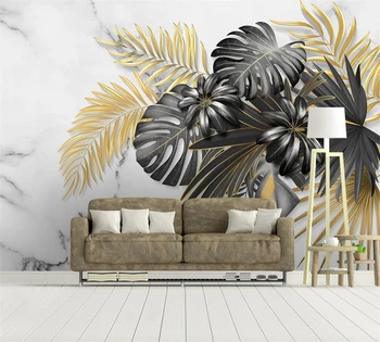 beibehang saját háttérképet Skandináv minimalista, kézzel festett trópusi növény levelei a fény luxus háttér falfestés dekoráció Kép
