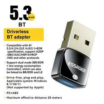 Bluetooth 5.3 USB Dongle Adapter PC Laptop Hangszóró, Egér, Fülhallgató Billentyűzet Zene Audio Receiver Adó Plug and Play Kép