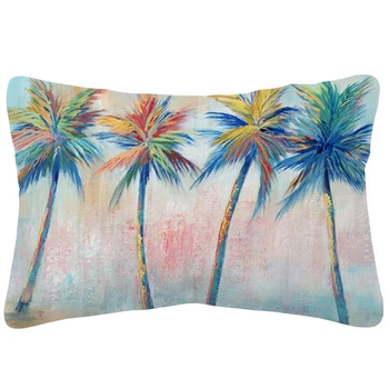 Color Pop Kaliforniai Palm Tree Beach Párnahuzat Haza Dekoratív Kanapé Nyári Párnahuzat Kép