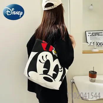 Disney Lány Táska Mickey Egér Nagy Kapacitású Tartós Váll Divat Vászon Egyetlen Bevásárló Táska Női Kép