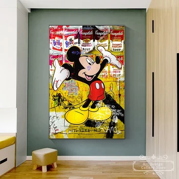 Disney Rajzfilm Mickey Egér, Poszter Absztrakt Graffiti Falra Művészi Nyomatok Vászon Festmény HD Képet lakberendezési Legjobb Ajándék Kép