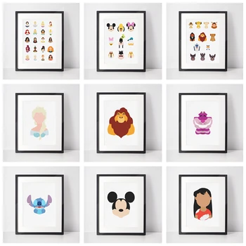 disney Rajzfilm Mickey Minnie Lilo & Stitch-A Lion King Fagyasztott poszter, Gyerek Szoba lakberendezés wall art plakátok vászon festmény Kép